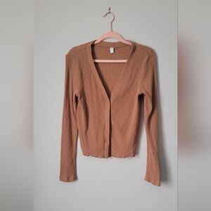 BP Ribbed Camel Cardigan Sweater